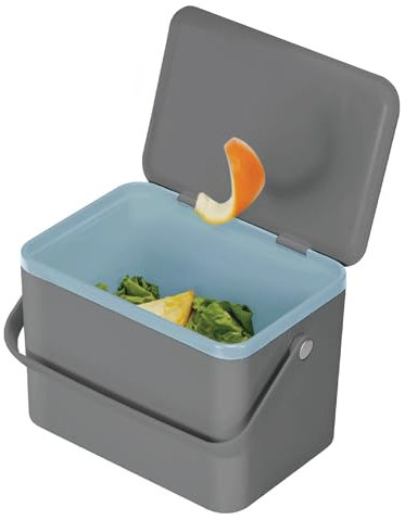 EKO Food Waste Compost Bin, Kitchen Countertop Food Waste Caddy,Compost Bin with Lid, Grey, 4 Litre