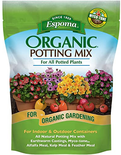 Espoma Organic Potting Soil Mix - All Natural Potting Mix For All Indoor & Outdoor Containers Including Herbs & Vegetables. For Organic Gardening, 8qt. bag. Pack of1