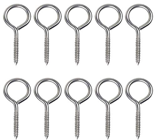 Drenky 10 Stück ösenschraube 304 Deckenhaken Schraubhaken M4 X 50 Edelstahl Ringschrauben Schraubösen Holzgewinde Hakenschrauben Edelstahl A2 für DIY
