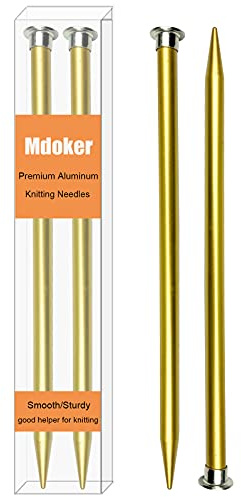 Mdoker 13.8 Inch Anodized Aluminum Knitting Needles,Colored Straight Single Pointed Metal Sweater Knitting Needle for DIY Knitting Projects,Size US 15(10mm)