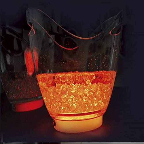 SYXL Durable Rechargeable LED Ice Bucket 8L，Acrylic Barrel Luminous Ice Buckets Nightclubs Light Up Champagne Beer Buckets，Ice-Cold Tools Keep Frozen