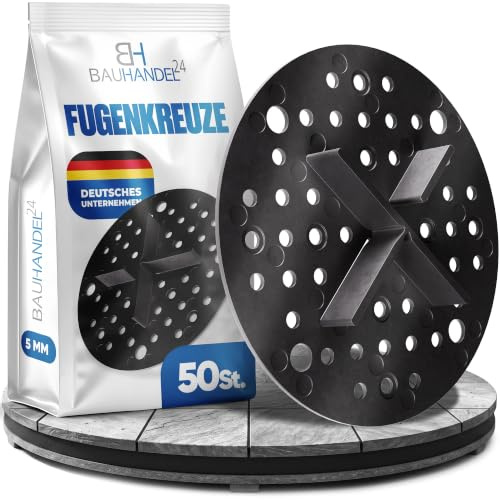 Bauhandel24 Fugenkreuze 5mm für Terrassenplatten Plattenlager Auflage Pads mit Teller Außenbereich Kiesbettlager Splittbettlager Schwarz