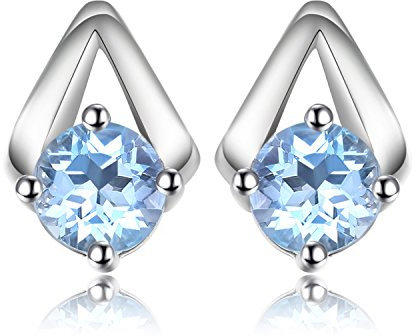 JewelryPalace Rundschliff 1.2ct Echt Blau Topas Ohrstecker Silber 925 Damen, Blautopas Schmuck Set, Ohrringe Silber Blaue Edelstein Mädchen, Ohrstecker Silber klein mit Stein Frauen Modeschmuck