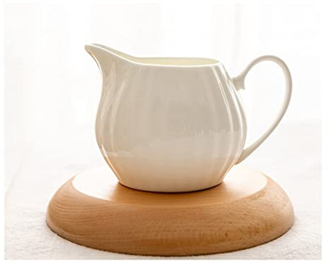 moisture Verser Une Louche Crème Blanche pichet céramique café crémier pichet Distributeur Eau chauge Bateau café Lait ou sirop d'érable avec poignée 2 pièces Saucière (Color : White)