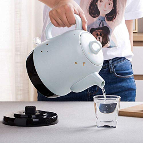 HODAGES Bouilloire électrique en céramique sans Fil Bouilloire en Porcelaine Bleue et Blanche théière 1.5L cruche Fait bouillir l'eau Rapidement pour thé café Soupe Avoine/B (A)