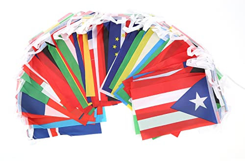 Banderas internacionales de 200 países Banderas de cadena Banderas Mundiales Colgantes Banners para decoraciones de fiestas, festivales escolares, celebraciones, bares y deportes, gran apertura