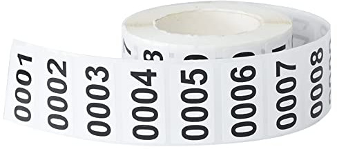 DGBDPACK Consecutively Numbered Labels, 1.5 x 0.79 Inch Self-Adhesive Inventory Numbered Sticker (0001-1000)