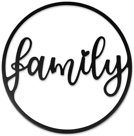 Praisent Wanddeko Kreis mit Schriftzug Familiy schwarz 39cm Metall Kreis Deko modern