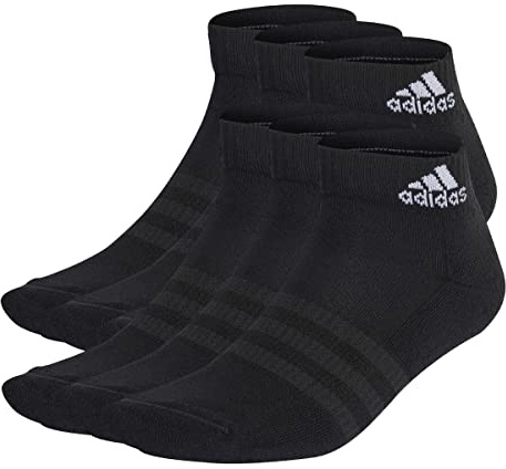 adidas Unisex Cushioned Sportswear Ankle Socks 6 Pairs, Black/White, 8.5-10