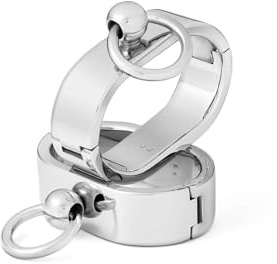 Ovale Handfesseln Handschellen mit O-Ring Edelstahl poliert (Gr. XS Innen Ø : 55 x 34 mm)