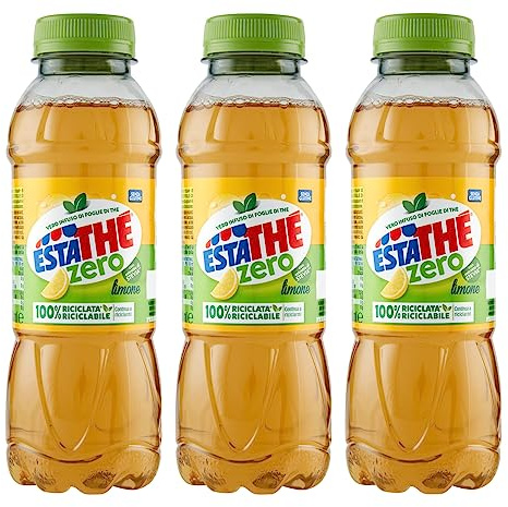 3X Estathe Zero al Gusto di Limone con Vero Infuso di Foglie di Thè 400ml [3 Bottiglie]
