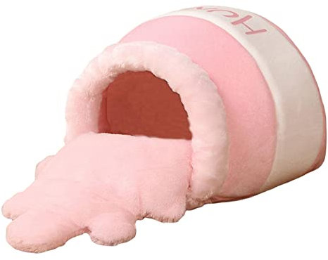 Paowsietiviity Honey Pot Pet Cat Bed Soft Cave Nest Sleep Bed Kennel with Mat Pink