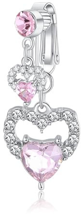 Besyvvin Rosa Fake Bauchnabelpiercing Clips On Bauchpiercing Herz Falsch Faux Piercing Bauchnabel Schmuck Damen