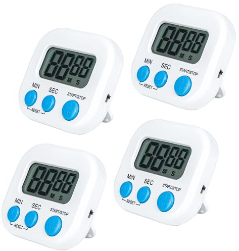Pack of 4 - Kitchen Timer with Big Digital Numbers and Loud Alarm - Kitchen Timers for Cooking, Classroom for Kids, Gym, Yoga, Office.