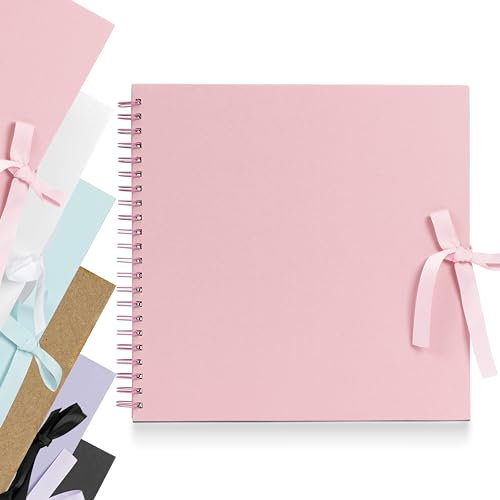 evelay Album fotografico per scrapbooking, rilegatura a spirale, per coppie, libro dei ricordi da viaggio, con 40 pagine, 30,5 x 30,5 cm, colore: rosa