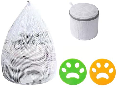 Oruiiju Wäschesäcke,WiederverwendbareMesh Wäschesack und Pet Haarentferner 2er-Set Haarentferner für Wäsche