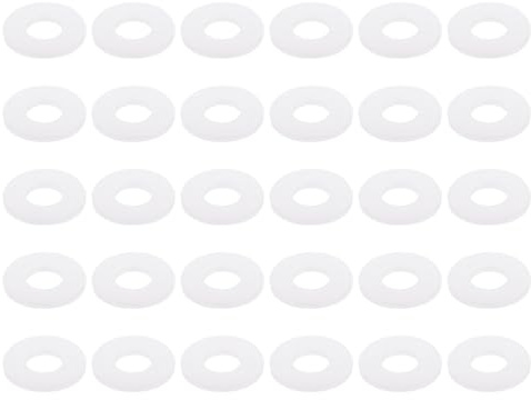 PATIKIL Nylon Flat Washers 7mm ID 16mm OD 1.5mm Thick M7 Hard Plastic Round Sealing Flange Gaskets-Applications for Machinery Electronics -[Qty 30 White]