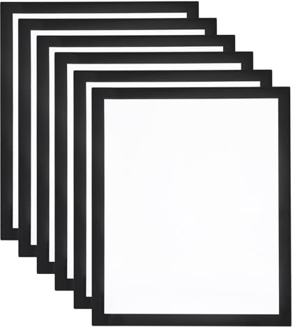 QUARKZMAN 6 Stück A4 Magnetrahmen, Info-Rahmen Selbstklebend Aufklappbarer Magnetrahmen mit Magnetverschluss, Bilderrahmen für Dokumente, Poster, Hinweise,Schwarz (31.5 x 25cm)