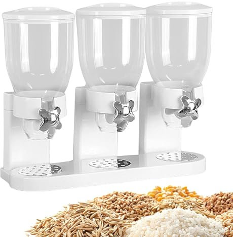Triple Canister Müslispender - 2L Triple Kanister Müsli | Müsli Spender mit 3 Fächern | 3 Müslispender | Müslispender Arbeitsplatte | Lebensmittel Müsli Spender Behälter | Reisspender