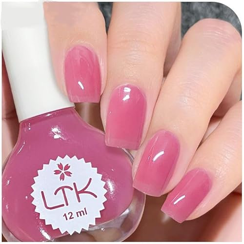 Jelly Pink Glitter Nail Polish - Quick Dry, No UV Lamp Curing, Vegan, No Chip, Long Lasting - French Manicure Pale Pink Varnish Gift Set for Girls