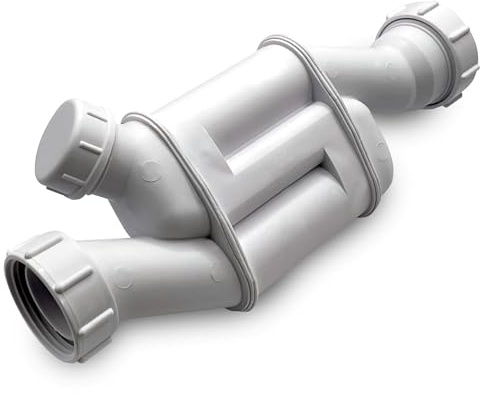 CranPlas CP114 Siphon de lavabo 32 mm avec œillet de nettoyage et joint de 90 mm | Polypropylène testé EN274 | Résistant aux produits chimiques, durable, léger | Lavabos sur pied uniquement | Raccords