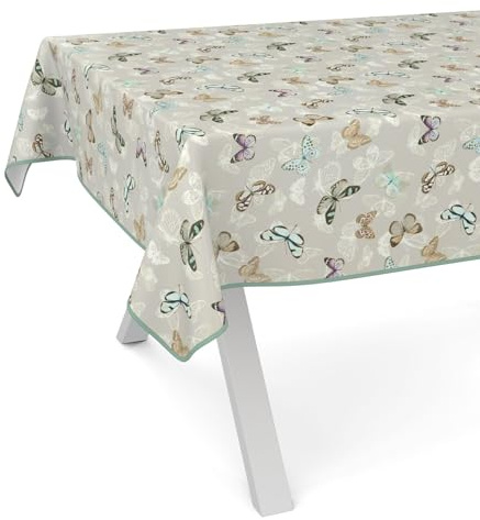 Wachstuchtischdecke Wachstischdecke Wachstuch Tischdecke abwaschbar Gartentischdecke Wasserabweisend 100x140cm mit Saum (Eingefasst) Schmetterlinge