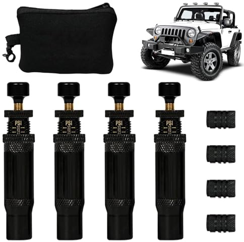 ycezw Reifendeflatoren, Offroad-Zubehör, Luftreifendeflatoren – verstellbares -Zubehör, Ventilschaft-Set – 4x4-Reifenfüller zum Einschrauben (10–30 PSI), abschaltbar