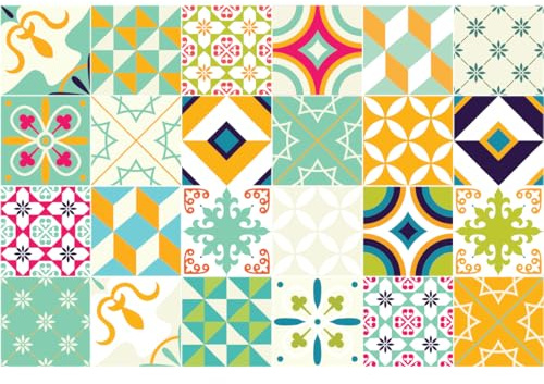 Ambiance Azulejos Cornelia - Adhesivo para pared (24 adhesivos de 20 x 20 cm), diseño de azulejos de cemento