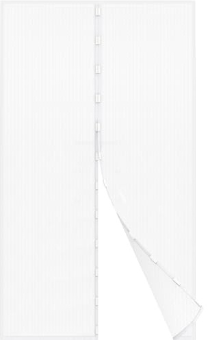 jarolift zanzariera per porta del balcone zanzariera senza perforazione con fermo magnetico, tagliabile su misura, 140 x 250 cm (Larghezza x Altezza), bianco