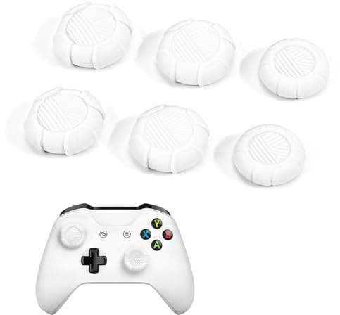 DLseego Thumbsticks Cap pour Xbox 360 One PS4 PS5 Controller,6 Silicone Capuchon Joystick pour PS5 Controller et pour PS4 Controller Protection Improve Aiming Thumb Stick Caps,Blanc