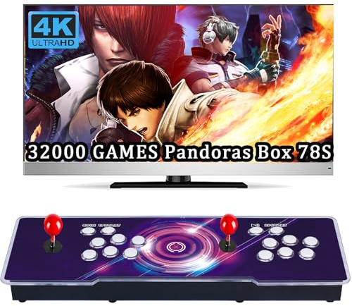 RegiisJoy 32000 Pandoras Box 78S - Consola de juegos de arcade retro, juego modificado mágico 3D para 4 jugadores, función de búsqueda de guardar, eliminar trucos, lista de favoritos, combo de un