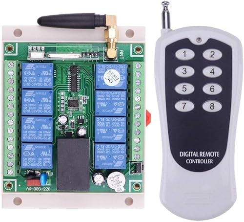 AC 220V 8 Canales Control remoto inalámbrico Mando a distancia Interruptor inalámbrico Interruptor para el sector industrial Receptor Industrial Larga Distancia Mando a distancia