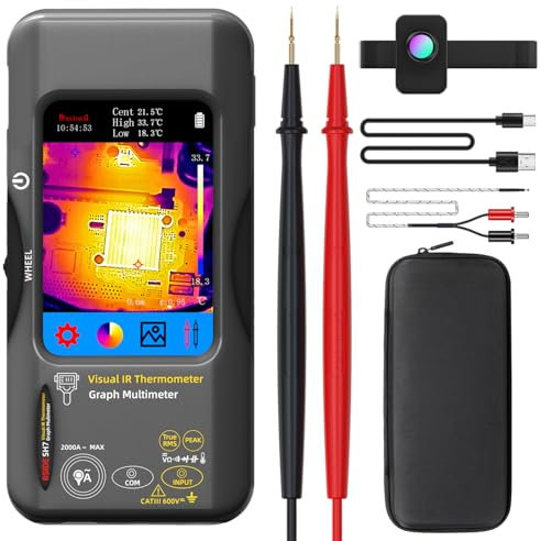 BSIDE SH7 Termocamera Multimetro Con lente macro 320×320 Risoluzione con 20000 conteggi Tester 3,98'' Touchscreen 25Hz Termocamera a infrarossi (-20℃-550℃) con 15 tavolozze termiche TRMS Multimetro