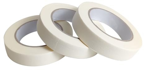 Lazybug studio Masking Tape 0.75 Inch, 3 Pack White Masking Tape, 3/4 Inch x 55 Yards x 3 Rolls,165 Yards in Total