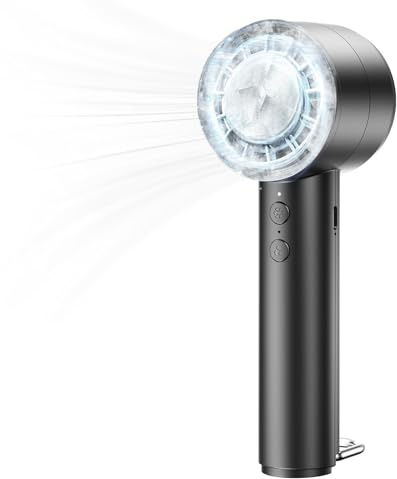 JATEKA Handventilator mit 4000mAh Akku – Wiederaufladbar mit Eiskompressenfunktion & 5 Windstufen Ideal zur Kühlung beim Sport für Smartphones, Reisen, Büro & Zuhause