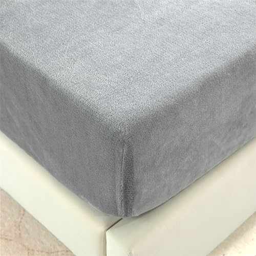 Acogedora sábana bajera ajustable de franela de forro polar de felpa cálida con tacto de cachemira para colchón de somier, 200 x 220 cm, para colchones de hasta 25 cm de alto, esencial para el