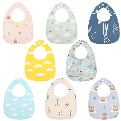Vicloon Baby bandana dregelhaklappar, 8-pack tandsprickning haklapp set, babyhaklappar för pojkar flickor med snäppar, mjuka och absorberande för spädbarn, tandsprickning, dregling, nyfödd haklapp för
