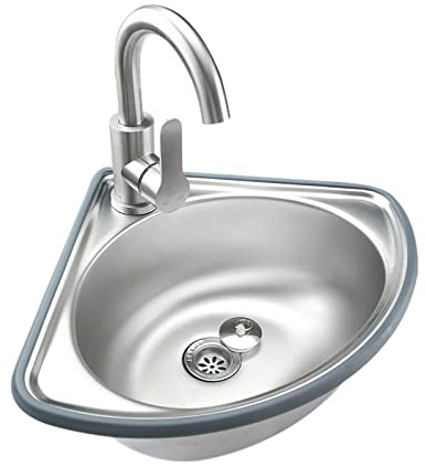 GLMGBP Lavandino a Parete, Piccolo lavandino da Bagno a Parete, con scolapiatti e Rubinetto, lavello in Acciaio Inox a Una Vasca, per Garage, Ristorante, Cucina, Lavanderia, Interni ed Esterni. (Co