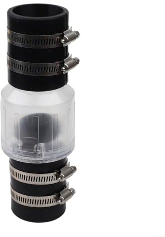 Gdfnmogo Geräuschloses Pumpen-Rückschlagventil mit gefedertem Schallwand, verhindert Abwasserrückfluss, transparentes Karosseriedesign mit Stahlklemmen, 3,8 - 5,1 cm Ablaufrohrverschraubung (3,8 cm)
