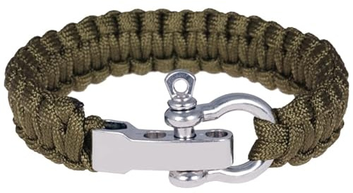 Paracord armé grönt armband med silver