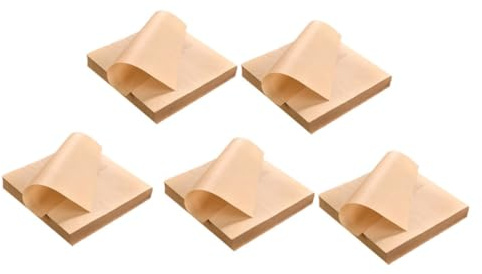 GLEAVI Papier Absorbant Huile 20x20 Cm 40g Kraft Naturel Bloc-notes Jetable Résistant à L'huile pour Fritures et Snacks Usage Alimentaire la Cuisine 500 Feuilles par Paquet