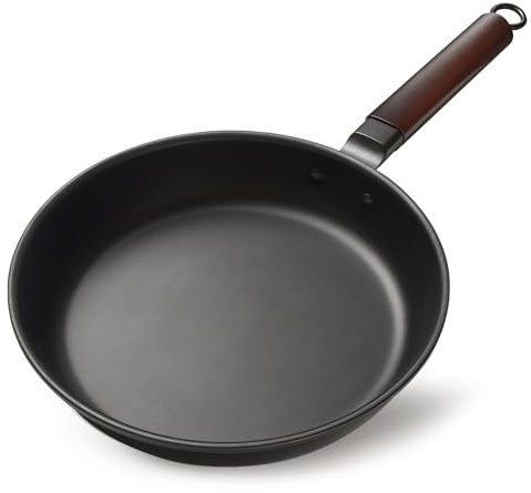HOUSLUX Frying Pan Iron Carbon Steel No Coated Easy Cleaning for All Hobs (23CM)