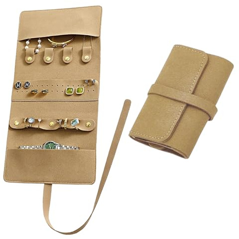 Hezhou Petit sac à bijoux de luxe - Organisateur de bijoux de voyage - Avec sécurité - Organisateur de bijoux - Pour bagues, boucles d'oreilles, colliers (A)