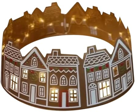 Led Christmas Tree Collar - Gingerbread House Xmas Tree Skirt - LED Light String Christmas Trees Bottom Cover for Home Festive Xmas Holiday Decoration
