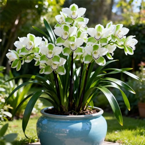 Rhizomes d'orchidée cymbidium, faciles d'entretien, orchidées de colibri, intérieur idéal, résistant à l'hiver, terrasse ou balcon, haute qualité (oignons cymbidium)-15rhizome-D