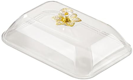 Jiuvaso Couvercle Alimentaire Rectangulaire en Forme de Cloche, Moustiquaire de Table pour Aliments, Cloche Couvre Plat, pour Gâteaux, Bonbons, Planches de Charcuterie, Beignets et Fromages, S Clear