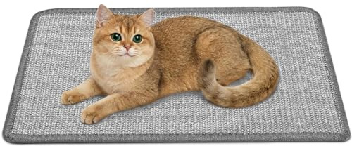 Gimars 60x40cm Alfombra Rascador para Gatos de Sisal, Rascador Gato Natural para el Suelo, Estera de Rascadores de Gatos, Arranhador y Accesorios Mascotas, Color Gris