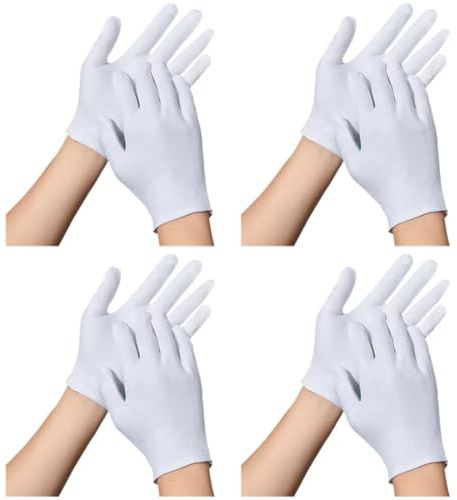 YAZWUR 4 Paar Baumwollhandschuhe für Kinder, Jungen und Mädchen, weiße Handschuhe, Partyhandschuhe für Kinder, Cosplay-Kostüme, formelle Handgelenk-Partys, Brautschmuck (weiß)