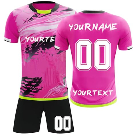 Générique Maillot de Foot Personnalisé avec Nom et Numéro, Ensemble de Foot Enfant, Maillot de Football Homme, Maillot de Foot Personnalisé pour Enfant et Adulte