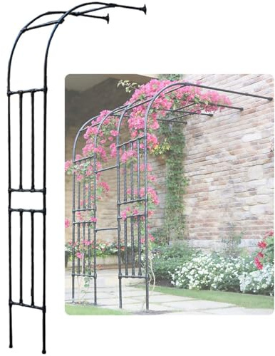 Demi Arche de Jardin, Arceau À Rosiers Metal, Support pour Plantes Grimpantes, 60 90 150 200 240 270 300cm Tonnelle de Jardin Décorative Extérieure(W120xH240cm)